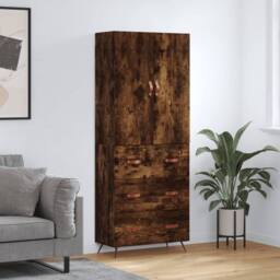 Berkfield Home Highboard Smoked Oak 69.5x34x180 cm Engineered Wood in Brown - thumbnail 2