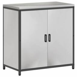 Berkfield Home with Shelf with Storage with Door Adjustable 2 pcs Stainless steel in Silver - thumbnail 7
