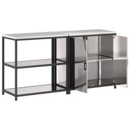 Berkfield Home with Shelf with Storage with Door Adjustable 2 pcs Stainless steel in Silver - thumbnail 8