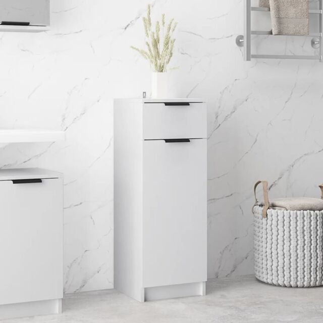 Berkfield Home Bathroom Cabinet White 32x34x90 cm Engineered Wood - Size: 32 x 34 x 90 cm - image 1