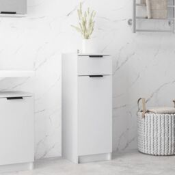 Berkfield Home Bathroom Cabinet White 32x34x90 cm Engineered Wood - Size: 32 x 34 x 90 cm
