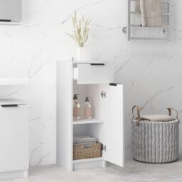 Berkfield Home Bathroom Cabinet White 32x34x90 cm Engineered Wood - Size: 32 x 34 x 90 cm - thumbnail 3