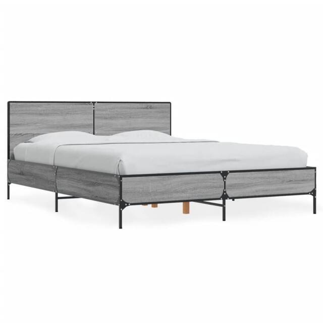Berkfield Home Bed Frame without Mattress Grey Sonoma 120x200 cm - Size: Small Double - image 1