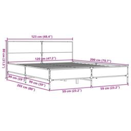 Berkfield Home Bed Frame without Mattress Grey Sonoma 120x200 cm - Size: Small Double - thumbnail 9