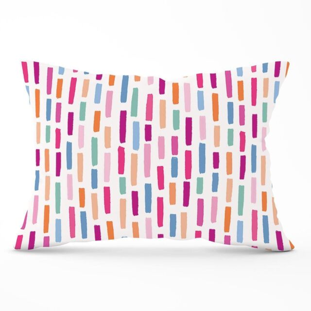 Warren Reed - Designer Vertical Abstract Brush Pattern Cushions in Pink - Size: 60 cm x 60 cm - image 1