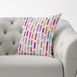 Warren Reed - Designer Vertical Abstract Brush Pattern Cushions in Pink - Size: 60 cm x 60 cm - thumbnail 3