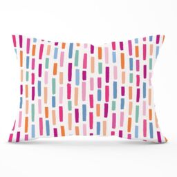 Warren Reed - Designer Vertical Abstract Brush Pattern Cushions in Pink - Size: 60 cm x 60 cm - thumbnail 1
