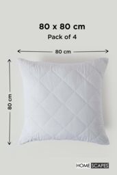 Homescapes Cotton Rich Quilted Pillow Protectors 80 x 80 cm, Pack of 4 in White - Size: 80 x 80 cm - thumbnail 2
