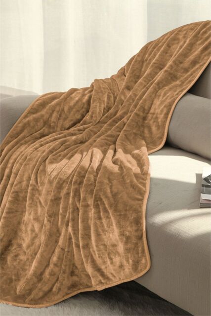 Ezysleep Super Soft Cosy Heated Fleece Throw Blanket With Adjustable Control in Natural - image 1