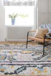 Kukoon Pastel Pink & Beige Abstract Tribal Pattern Living Room Area Rug in Pale Pink - Size: 60 cm x 110 cm - thumbnail 2