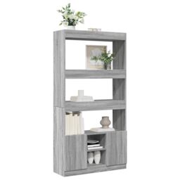 Berkfield Home Highboard¬†Grey Sonoma 92x33x180 cm Engineered Wood in Grey - Size: 92 x 33 x 180 cm - thumbnail 4