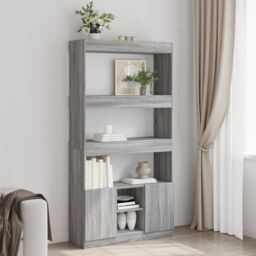Berkfield Home Highboard¬†Grey Sonoma 92x33x180 cm Engineered Wood in Grey - Size: 92 x 33 x 180 cm