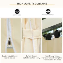 OUTSUNNY 4m x 3(m) Outdoor 2-Tier Steel Frame Gazebo w/ Curtains Outdoor Garden in Beige - thumbnail 4