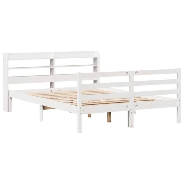 Berkfield Home Beautiful Bed Frame with Headboard without Mattress White 140x190 cm - image 1