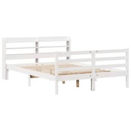 Berkfield Home Beautiful Bed Frame with Headboard without Mattress White 140x190 cm - thumbnail 1