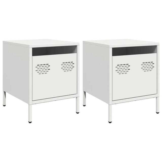 Berkfield Home Bedside Cabinets¬†2 pcs White 35x39x43.5 cm Steel - image 1