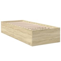 Berkfield Home Bed Frame without Mattress Sonoma Oak 100x200 cm in Brown - thumbnail 3