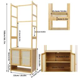 Nordara Bamboo Garment Rail Clothes Rack Storage Closet Shelf in Beige - thumbnail 2
