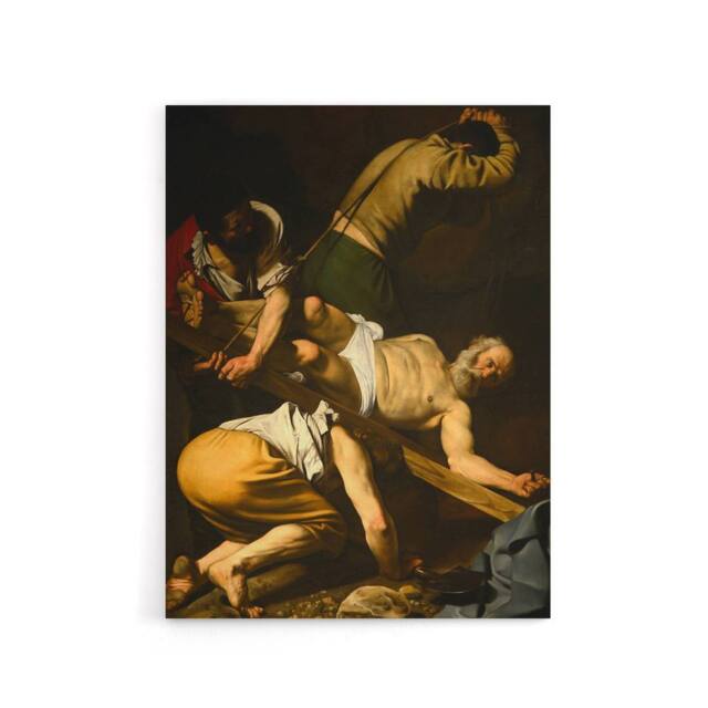 "Artery8 Crucifixion of St. Peter Caravaggio Canvas Wall Art Print in Brown - Size: W18"" x H24""" - image 1