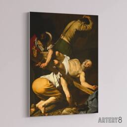 "Artery8 Crucifixion of St. Peter Caravaggio Canvas Wall Art Print in Brown - Size: W18"" x H24""" - thumbnail 2