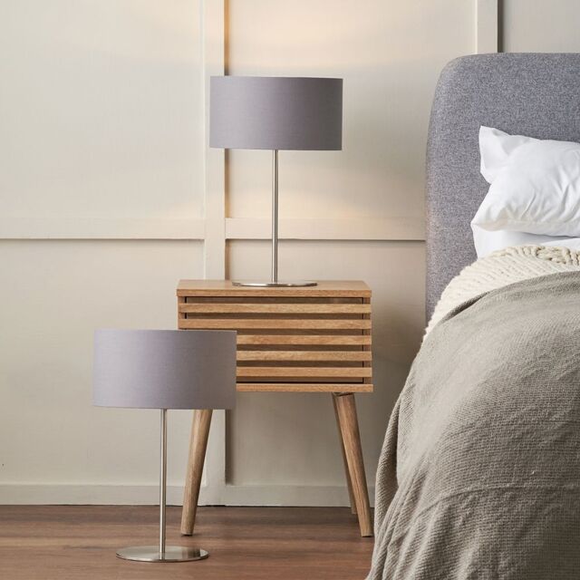 Ruma Set of 2 Elin Brushed Silver & Steel Grey Table Lamp - image 1