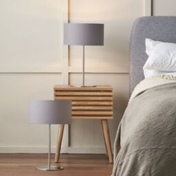 Ruma Set of 2 Elin Brushed Silver & Steel Grey Table Lamp - thumbnail 1