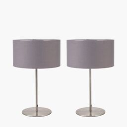 Ruma Set of 2 Elin Brushed Silver & Steel Grey Table Lamp - thumbnail 3