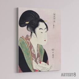 "Artery8 Woman Reading Scroll Portrait Canvas Wall Art Print Kitagawa in Pink - Size: W18"" x H24""" - thumbnail 2