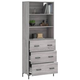 Berkfield Home Highboard Grey Sonoma 69.5x34x180 cm Engineered Wood - thumbnail 3