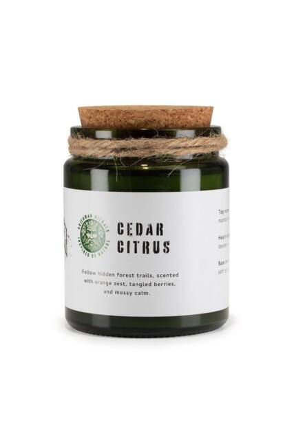KDMD Greenman Cedar Citrus Soy Candle with Wood Wick Crackle in Green - image 1