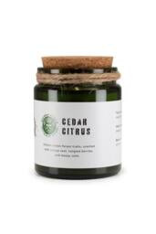 KDMD Greenman Cedar Citrus Soy Candle with Wood Wick Crackle in Green - thumbnail 1