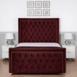 Living Comfort Bedz Metro Upholstered Gas Lift Storage Bed with 48 Inch Headboard in Maroon - Size: Single - thumbnail 2