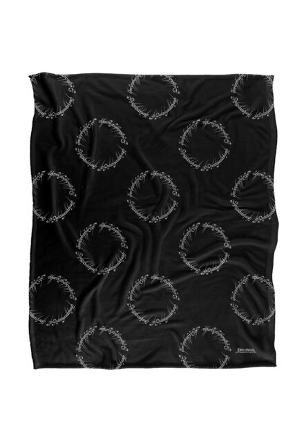 Lord of the Rings The Blanket, 152x127 cm Ring Script Silky Touch Super Soft Throw Blanket in White - image 1