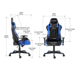 GTForce Pro GT Reclining Sports Racing Office Desk Faux Leather Gaming Chair in Blue - thumbnail 7