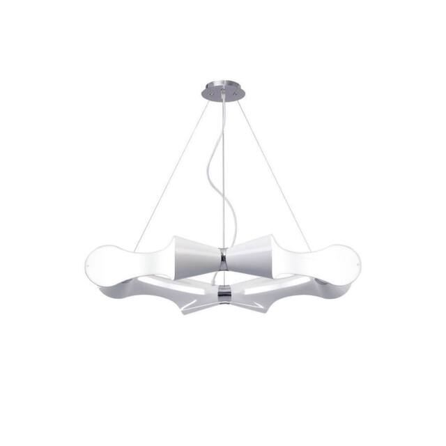 Netlighting Ora Pendant 8 Flat Round Light E27 Gloss White White Acrylic Chrome - image 1