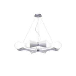 Netlighting Ora Pendant 8 Flat Round Light E27 Gloss White White Acrylic Chrome - thumbnail 1