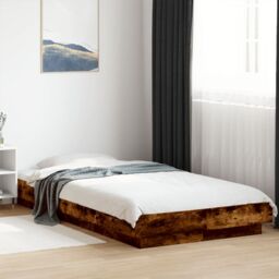 Berkfield Home Bed Frame without Mattress Smoked Oak 100x200 cm in Brown - thumbnail 1
