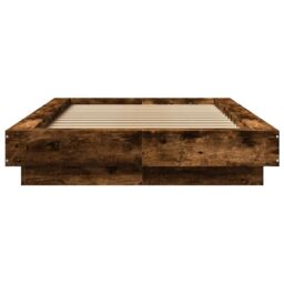 Berkfield Home Bed Frame without Mattress Smoked Oak 100x200 cm in Brown - thumbnail 4
