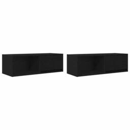 Berkfield Home TV Cabinets 2 pcs Black Oak 80x31x25.5 cm Engineered Wood - thumbnail 1