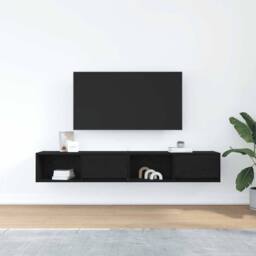 Berkfield Home TV Cabinets 2 pcs Black Oak 80x31x25.5 cm Engineered Wood - thumbnail 3