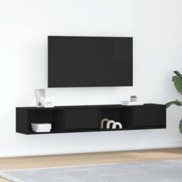 Berkfield Home TV Cabinets 2 pcs Black Oak 80x31x25.5 cm Engineered Wood - thumbnail 2