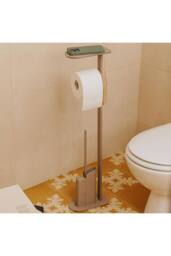 Cosmic Silicone Toilet Brush with Toilet Roll Holder Beige, FLAT Collection in Light Sand - thumbnail 6
