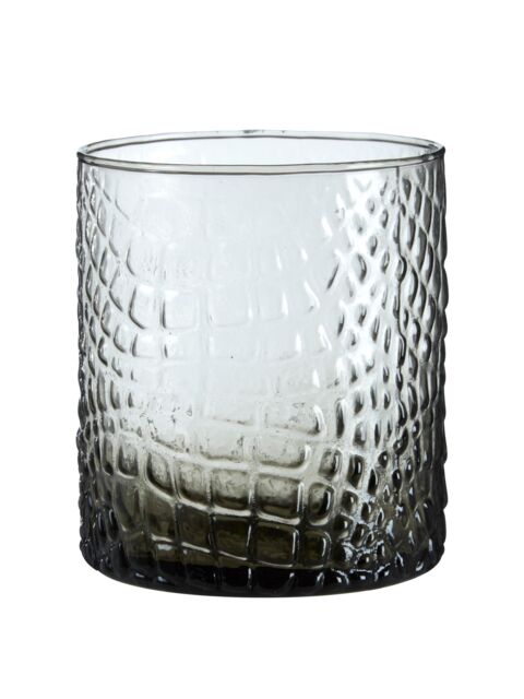 Orsina Glass Tealight Holder, Smoked Tealight Candle Holder With Snakeskin Pattern, Decorative Tea Light Holder in Clear - image 1