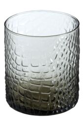 Orsina Glass Tealight Holder, Smoked Tealight Candle Holder With Snakeskin Pattern, Decorative Tea Light Holder in Clear - thumbnail 2