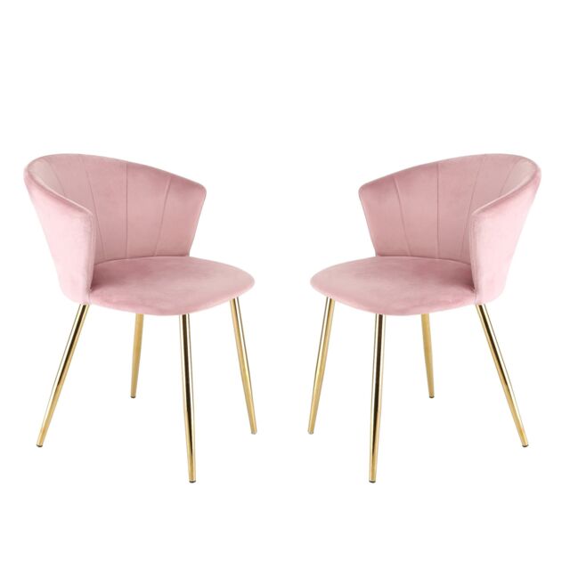 Home Garden Direct Mill - Set of 2 Velvet Dining Chairs - Pink - image 1