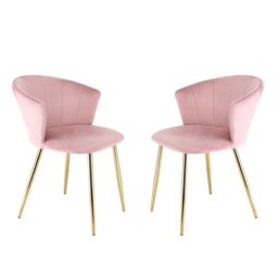 Home Garden Direct Mill - Set of 2 Velvet Dining Chairs - Pink
