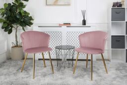 Home Garden Direct Mill - Set of 2 Velvet Dining Chairs - Pink - thumbnail 2