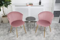 Home Garden Direct Mill - Set of 2 Velvet Dining Chairs - Pink - thumbnail 3