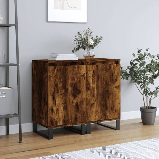 Berkfield Home Sideboards 2 pcs Smoked Oak 40x35x70 cm Engineered Wood in Brown - Size: 40 x 35 x 70 cm - image 1