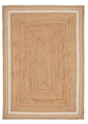 Kukoon Bordered Natural Handwoven Braided Jute Fireside Living Area Rug in Beige - Size: 60 cm x 240 cm - thumbnail 1